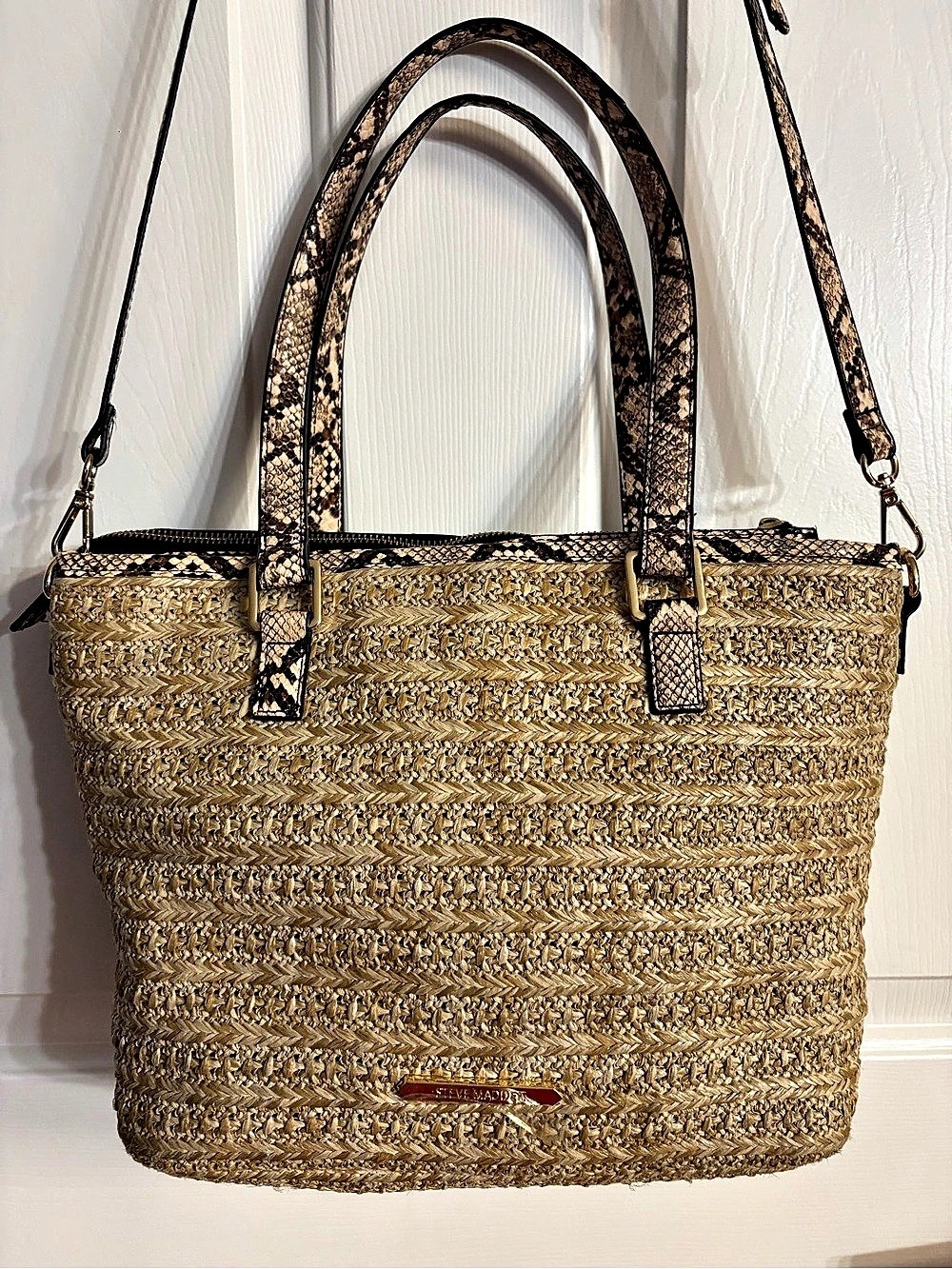 Steve Madden Woven Straw Raffia Tote Bag